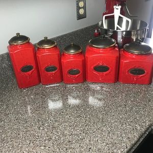 Red Ceramic Canisters 5